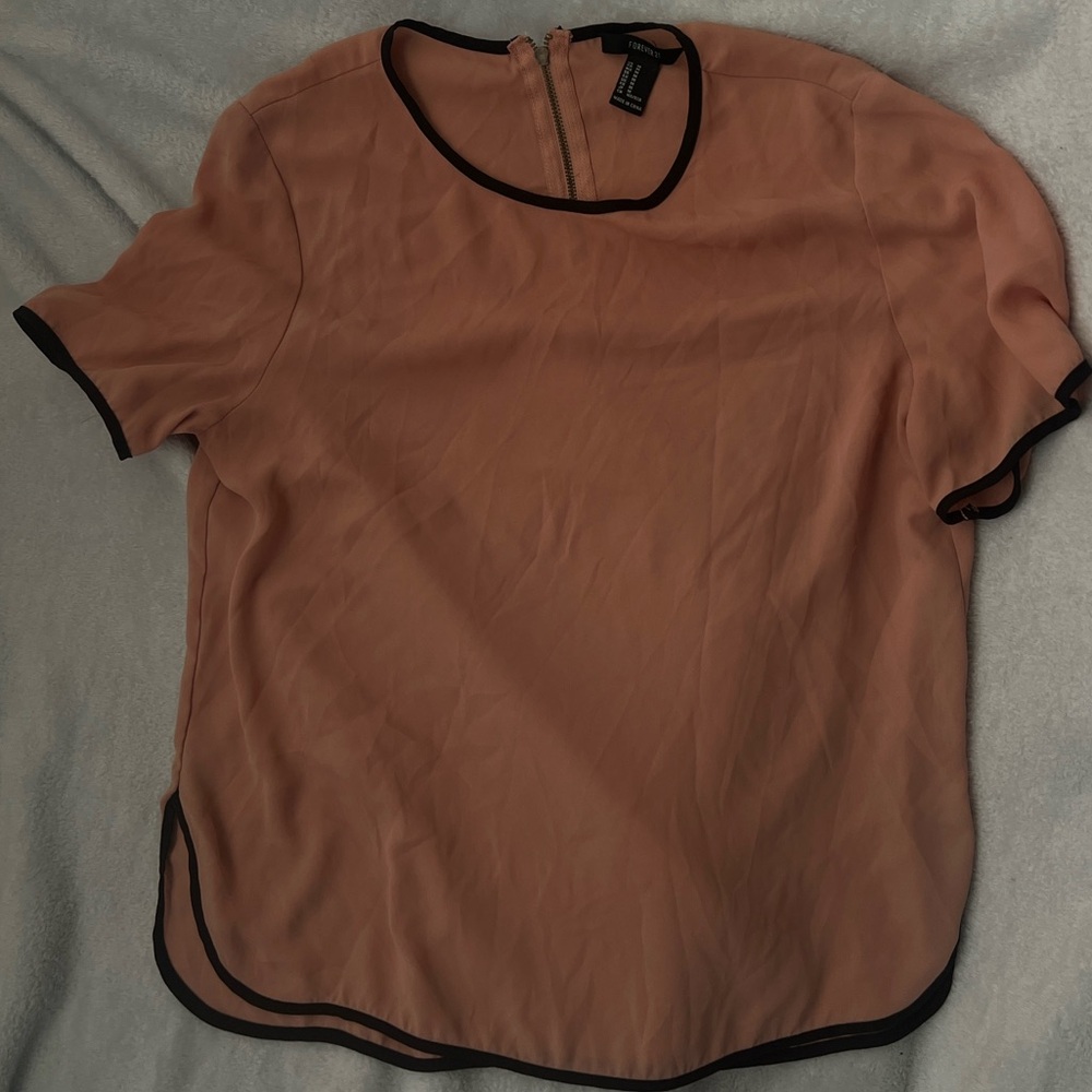 Forever 21 Pink Blouse with Black Trim